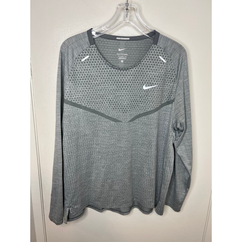 Nike TechKnit Men's Dri-Fit ADV Long Sleeve Running Shirt Grey ~ Size XL